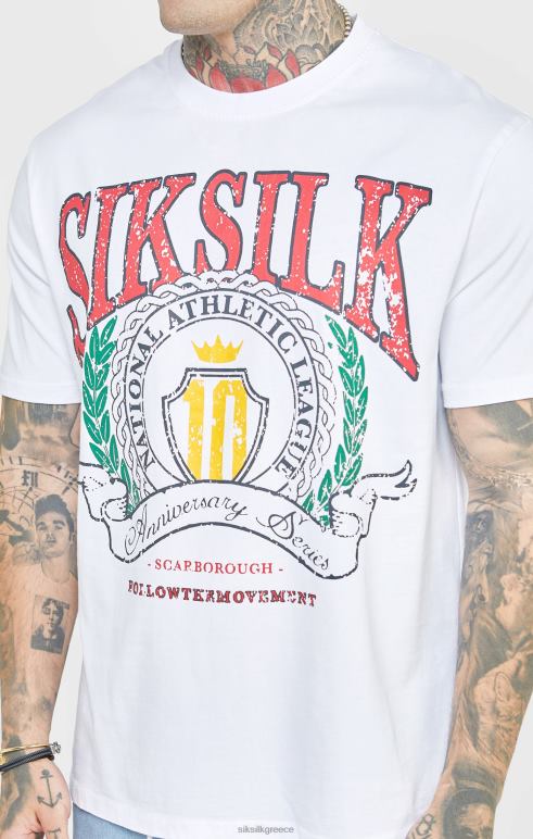 SikSilk λευκό μπλουζάκι μεγάλου μεγέθους άνδρες ενδύματα 48N8Z394