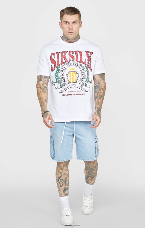 SikSilk λευκό μπλουζάκι μεγάλου μεγέθους άνδρες ενδύματα 48N8Z394