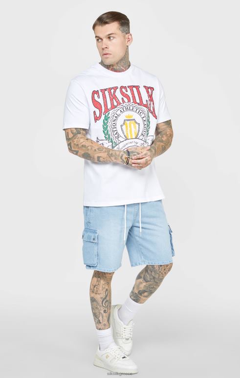 SikSilk λευκό μπλουζάκι μεγάλου μεγέθους άνδρες ενδύματα 48N8Z394