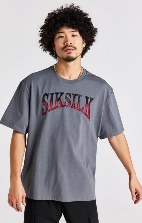 SikSilk κοντομάνικο μπλουζάκι σε γκρι στρας άνδρες ενδύματα 48N8Z400