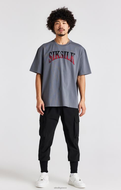 SikSilk κοντομάνικο μπλουζάκι σε γκρι στρας άνδρες ενδύματα 48N8Z400