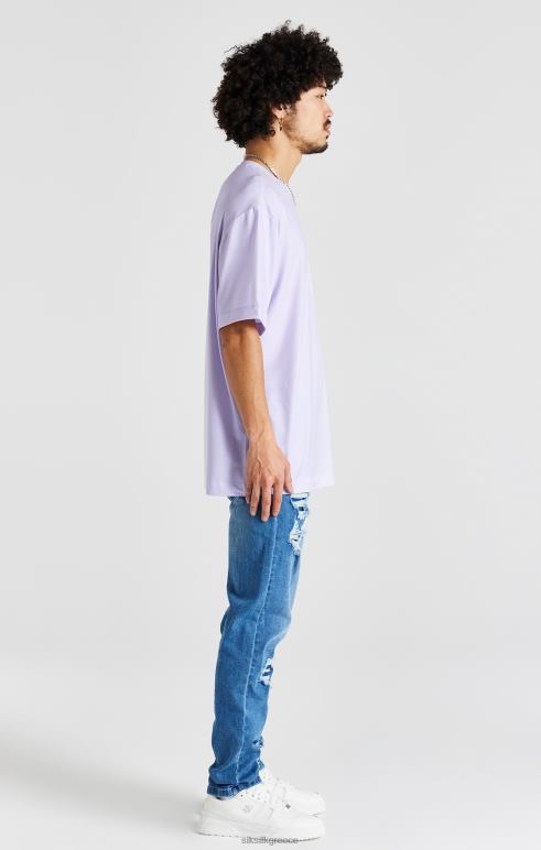 SikSilk Μωβ στάμπα μεγάλου μεγέθους κοντομάνικο μπλουζάκι άνδρες ενδύματα 48N8Z405