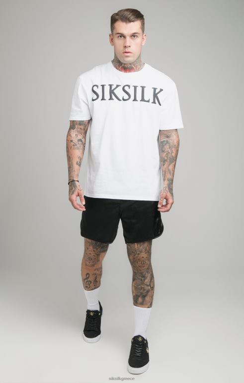 SikSilk λευκό μπλουζάκι χαλαρής εφαρμογής άνδρες ενδύματα 48N8Z406