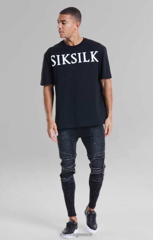 SikSilk μαύρο μπλουζάκι χαλαρής εφαρμογής άνδρες ενδύματα 48N8Z407