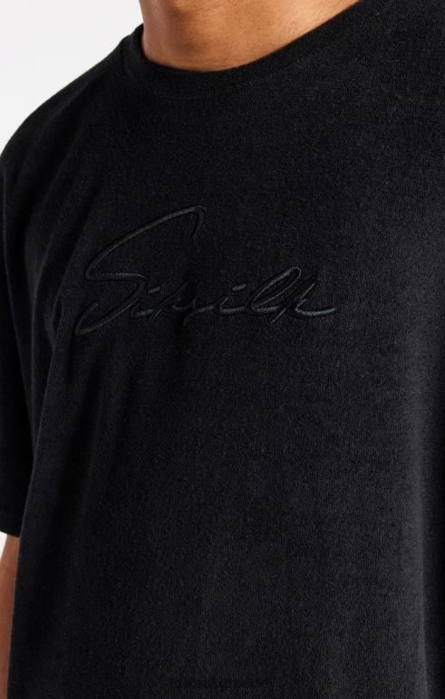 SikSilk μαύρο μπλουζάκι μεγάλου μεγέθους με πετσέτα άνδρες ενδύματα 48N8Z408
