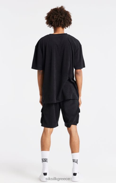 SikSilk μαύρο μπλουζάκι μεγάλου μεγέθους με πετσέτα άνδρες ενδύματα 48N8Z408