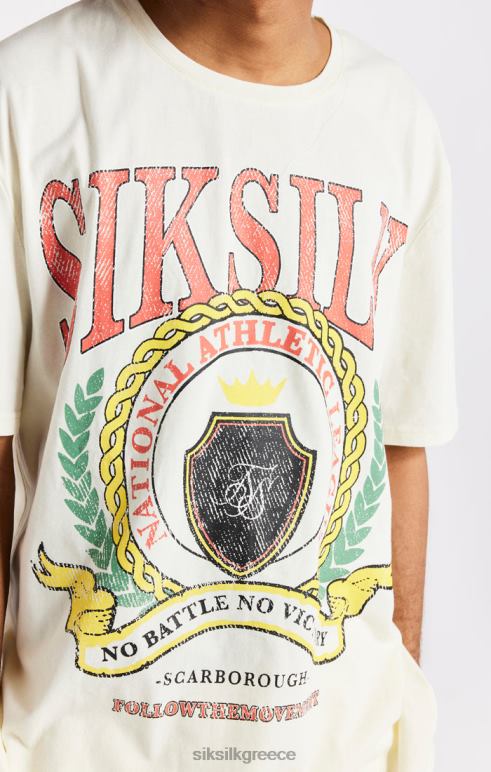 SikSilk μπλουζάκι μεγάλου μεγέθους με στάμπα εκρού άνδρες ενδύματα 48N8Z409