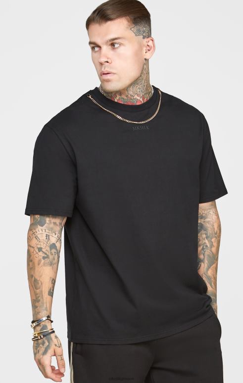 SikSilk μαύρη αλυσίδα oversized μπλουζάκι άνδρες ενδύματα 48N8Z387