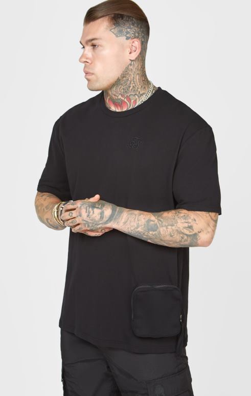 SikSilk μαύρη τσέπη oversized μπλουζάκι άνδρες ενδύματα 48N8Z399