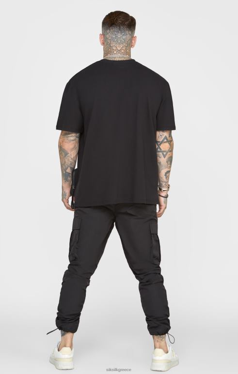 SikSilk μαύρη τσέπη oversized μπλουζάκι άνδρες ενδύματα 48N8Z399