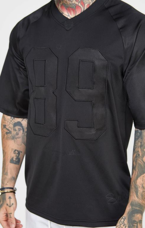 SikSilk μαύρο oversized κοντομάνικο μπλουζάκι άνδρες ενδύματα 48N8Z402