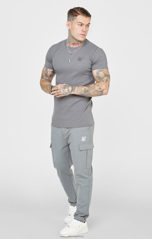 SikSilk γκρι rib πλεκτό μπλουζάκι άνδρες ενδύματα 48N8Z374