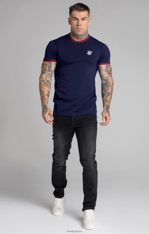 SikSilk ναυτικό κοντομάνικο ringer t-shirt άνδρες ενδύματα 48N8Z366