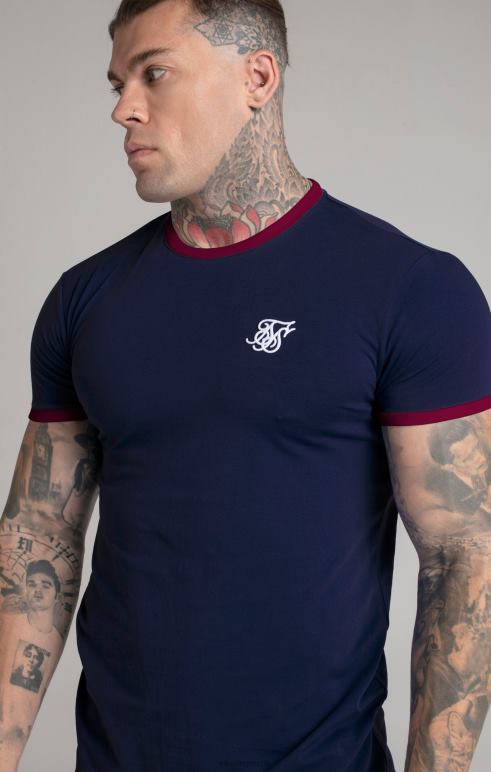 SikSilk ναυτικό κοντομάνικο ringer t-shirt άνδρες ενδύματα 48N8Z366