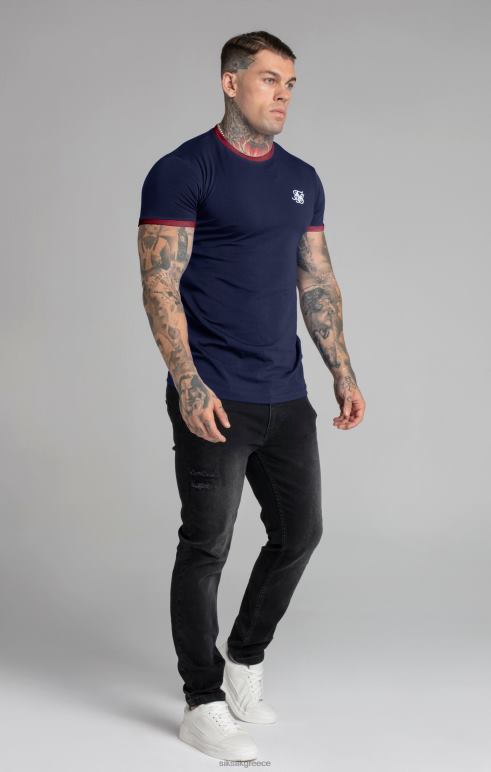 SikSilk ναυτικό κοντομάνικο ringer t-shirt άνδρες ενδύματα 48N8Z366