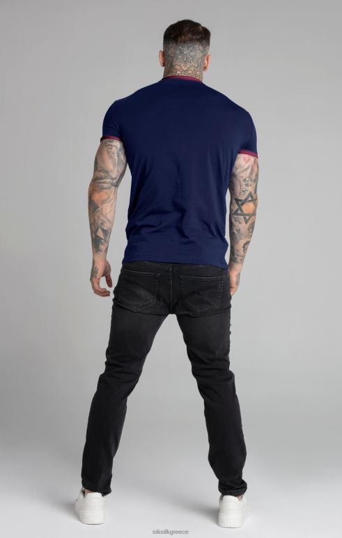SikSilk ναυτικό κοντομάνικο ringer t-shirt άνδρες ενδύματα 48N8Z366