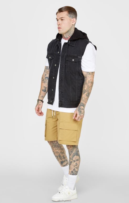 SikSilk μαύρη κουκούλα γιλέκο άνδρες ενδύματα 48N8Z472