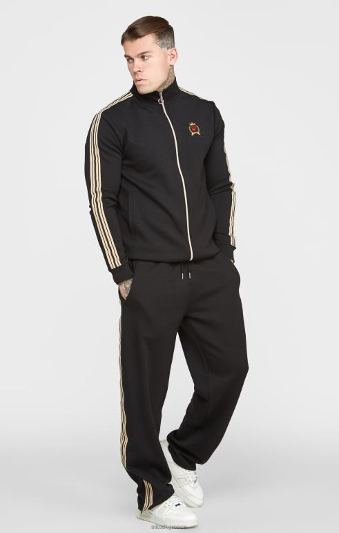 SikSilk σακάκι πίστας με λαιμόκοψη μαύρο λοφίο άνδρες ενδύματα 48N8Z476