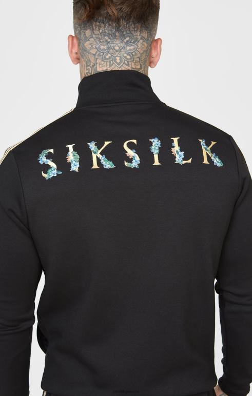 SikSilk σακάκι πίστας με λαιμόκοψη μαύρο λοφίο άνδρες ενδύματα 48N8Z476