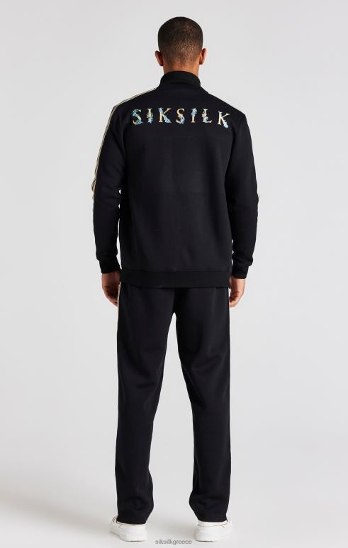 SikSilk σακάκι πίστας με λαιμόκοψη μαύρο λοφίο άνδρες ενδύματα 48N8Z476