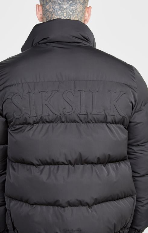 SikSilk σακάκι φούσκα με μαύρο ανάγλυφο λογότυπο άνδρες ενδύματα 48N8Z479