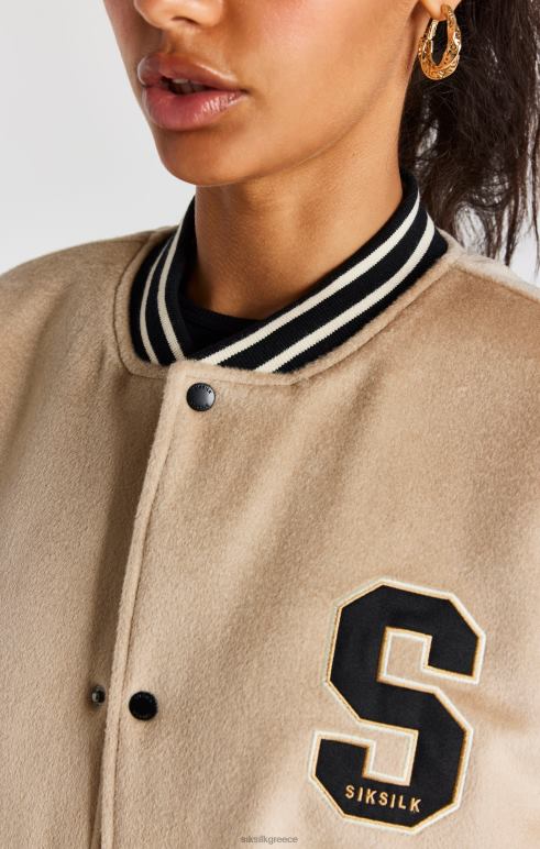 SikSilk εκρού επετειακό μπουφάν πανεπιστημίου άνδρες ενδύματα 48N8Z486