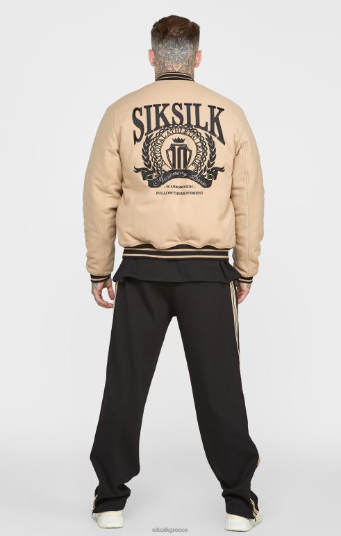 SikSilk εκρού επετειακό μπουφάν πανεπιστημίου άνδρες ενδύματα 48N8Z486