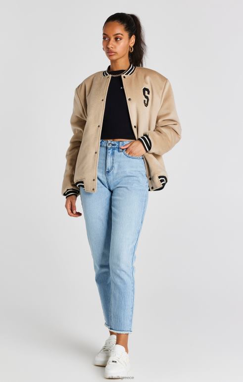 SikSilk εκρού επετειακό μπουφάν πανεπιστημίου άνδρες ενδύματα 48N8Z486