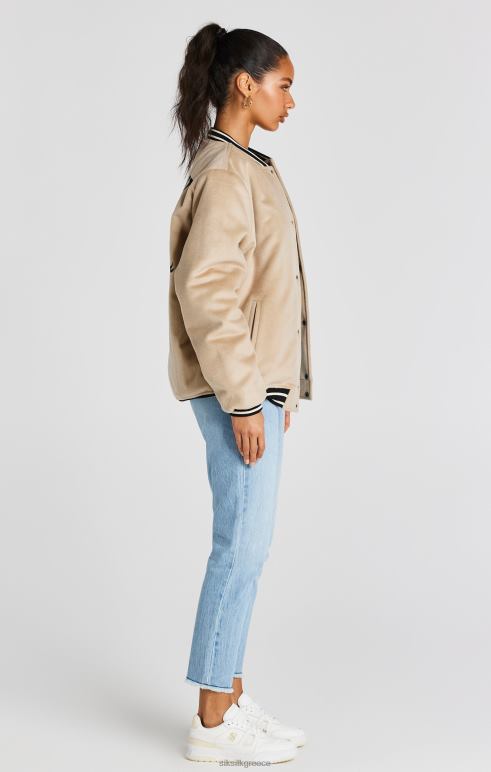 SikSilk εκρού επετειακό μπουφάν πανεπιστημίου άνδρες ενδύματα 48N8Z486