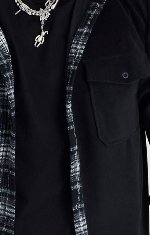 SikSilk μαύρο πουκάμισο με κουκούλα αντίθεσης άνδρες ενδύματα 48N8Z490