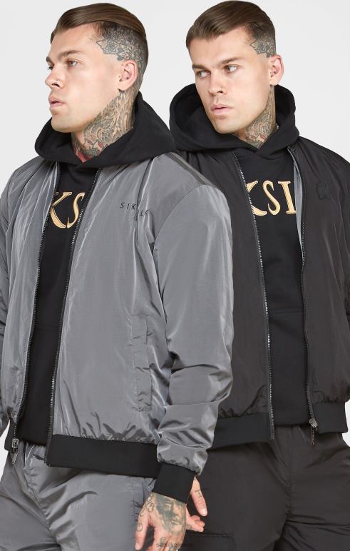 SikSilk μαύρο αναστρέψιμο βομβαρδιστικό άνδρες ενδύματα 48N8Z502
