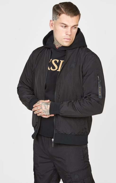 SikSilk μαύρο αναστρέψιμο βομβαρδιστικό άνδρες ενδύματα 48N8Z502