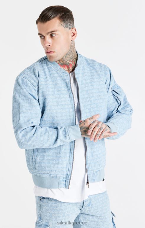 SikSilk μπλε ζακάρ τζιν bomber jacket άνδρες ενδύματα 48N8Z471