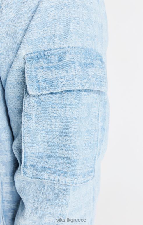 SikSilk μπλε ζακάρ τζιν bomber jacket άνδρες ενδύματα 48N8Z471