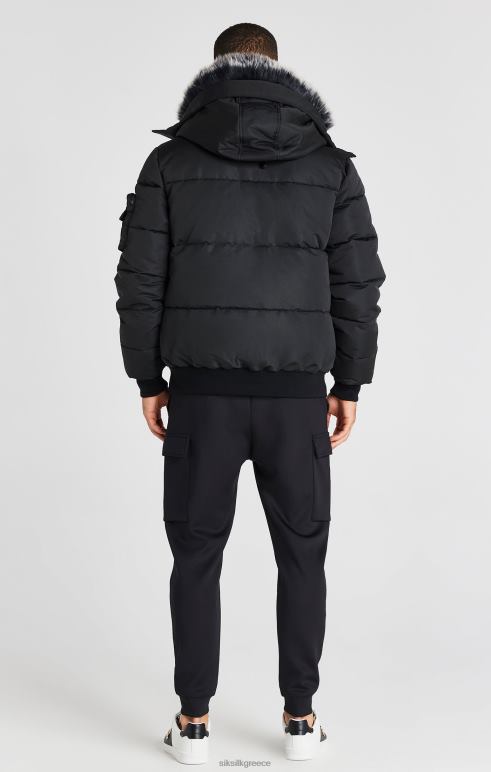 SikSilk μαύρο bomber jacket άνδρες ενδύματα 48N8Z483