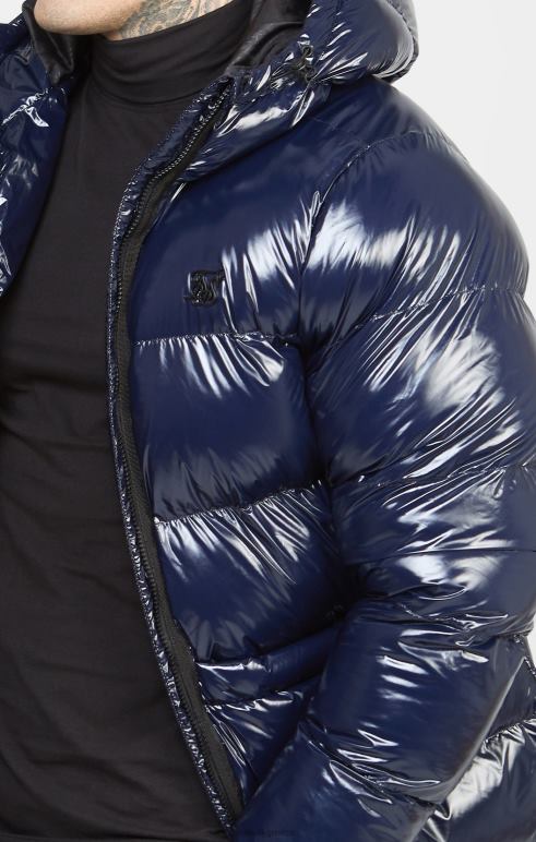 SikSilk τζάκετ navy gloss puffer άνδρες ενδύματα 48N8Z501