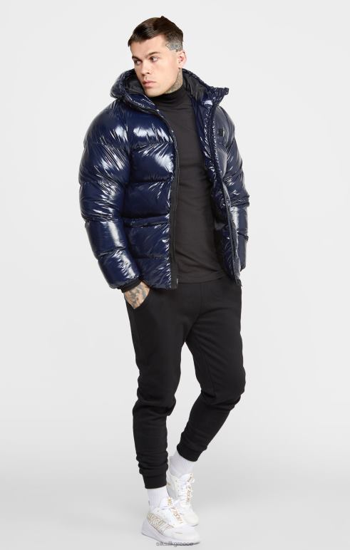 SikSilk τζάκετ navy gloss puffer άνδρες ενδύματα 48N8Z501