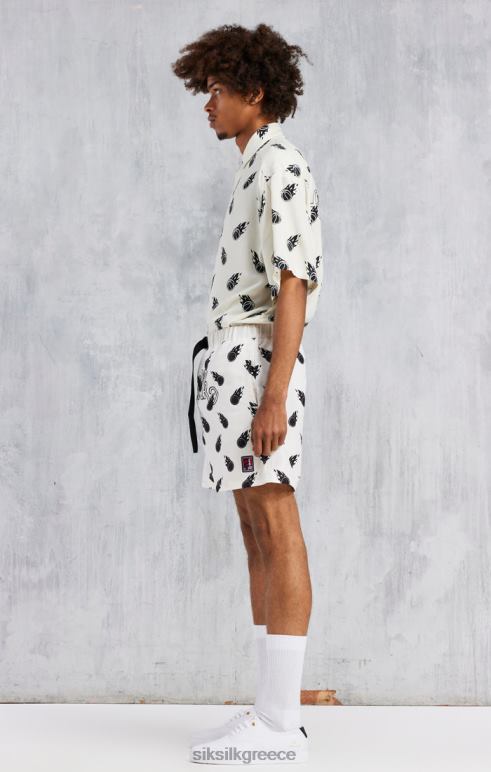 SikSilk x διαστημική μαρμελάδα εκρού στάμπα υπερμεγέθη πουκάμισο άνδρες ενδύματα 48N8Z463